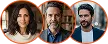 Avatars van tevreden Romaar AI gebruikers